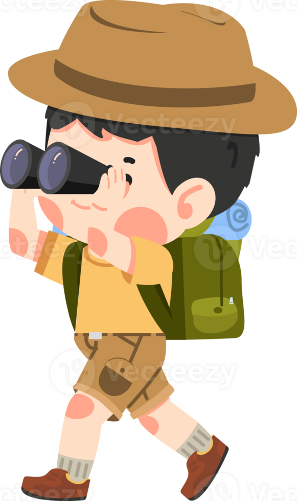Boy Scout in uniform holding binoculars kid png