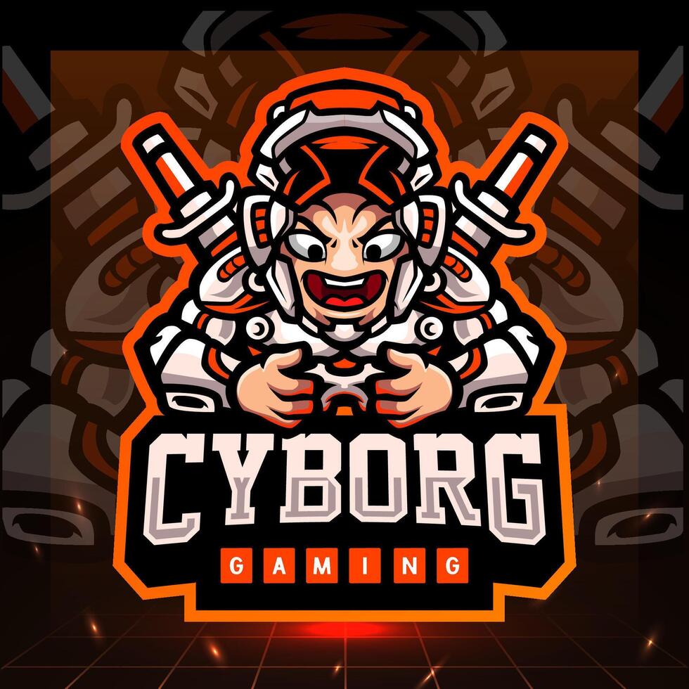Cyborg ninja esport mascot logo design vector