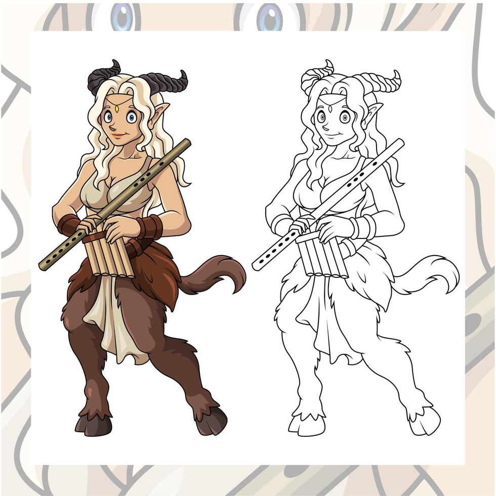 Cartoon satyrs character design on white background vector