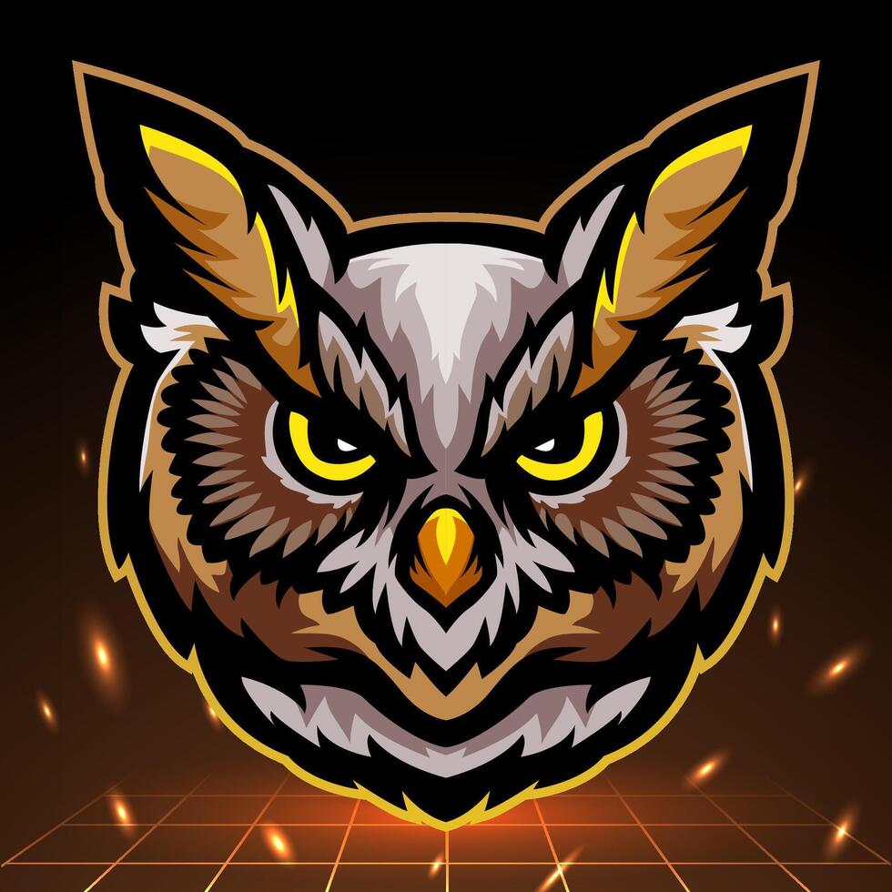 Owl head mascot. esport logo design vector