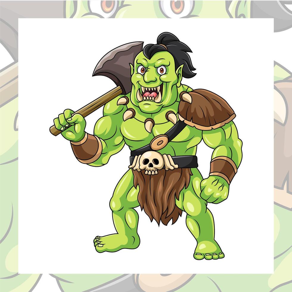 Cartoon ogre character design on white background vector