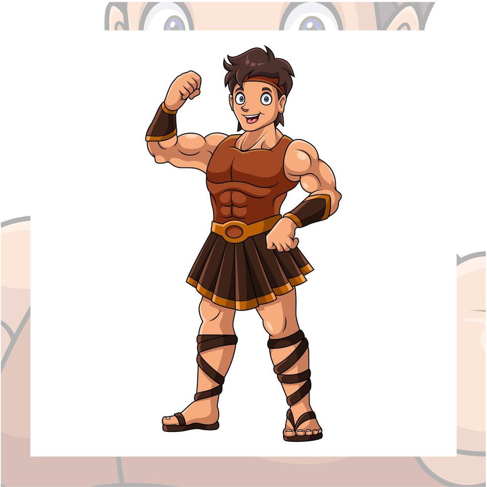 Cartoon heracles character design on white background vector