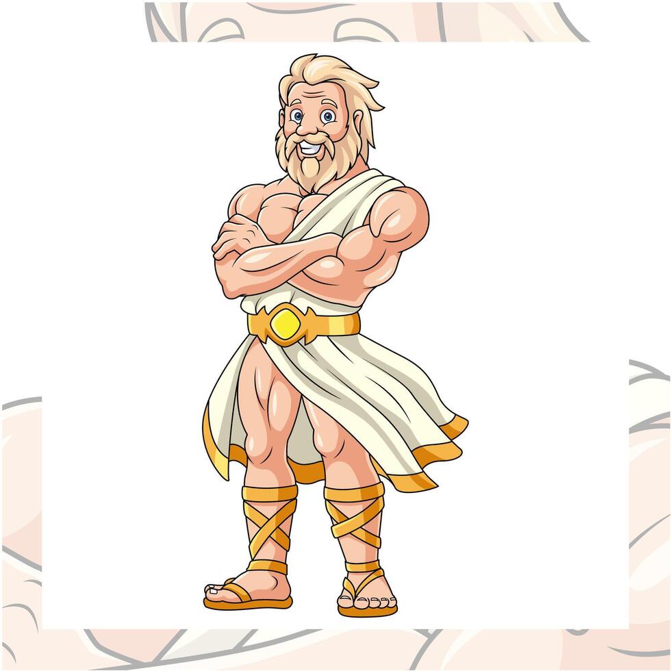 Cartoon zeus character design on white background vector