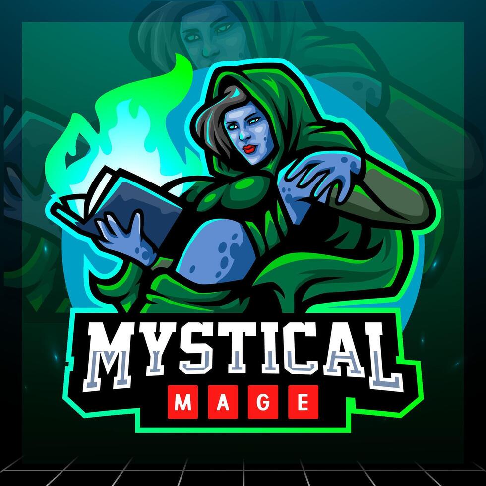 Mystical mage mascot. esport logo design vector