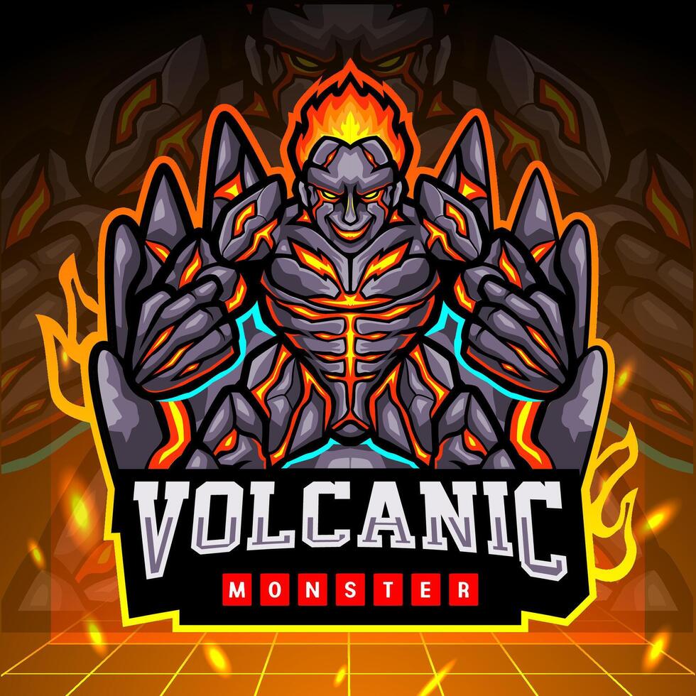 Volcanic mutant monster mascot. esport logo design vector