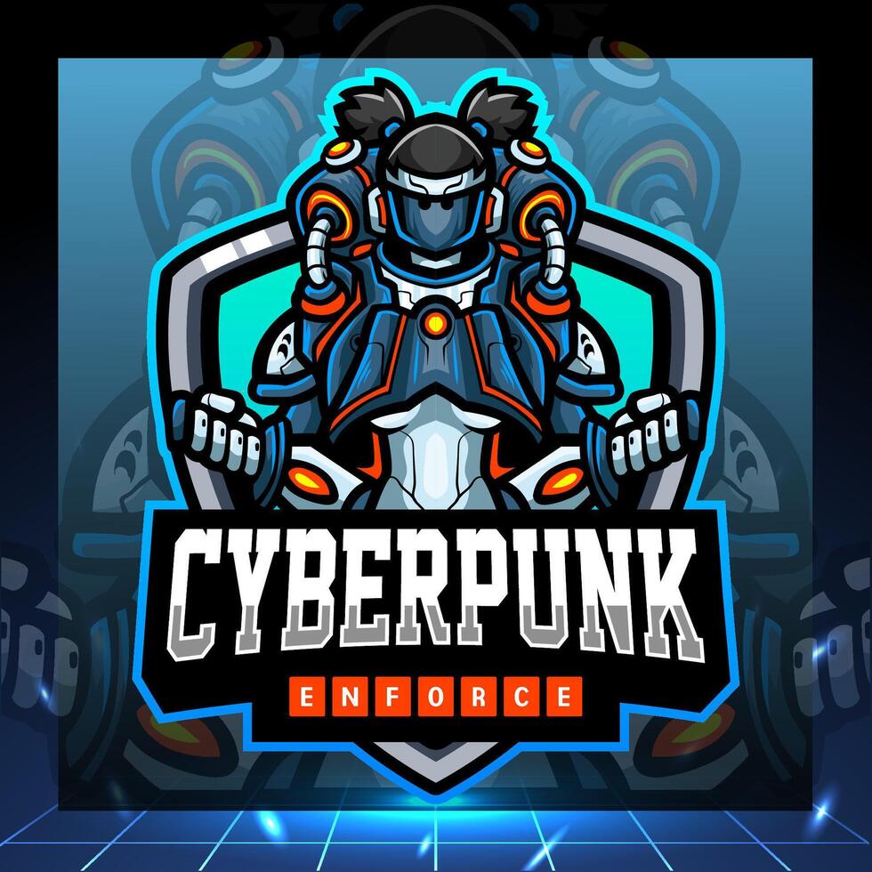 Cyberpunk mascot esport logo design vector