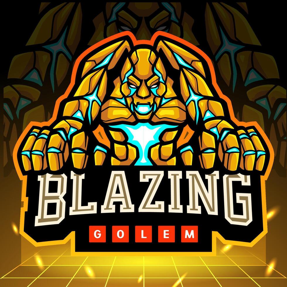 Blazing golem mascot. esport logo design vector