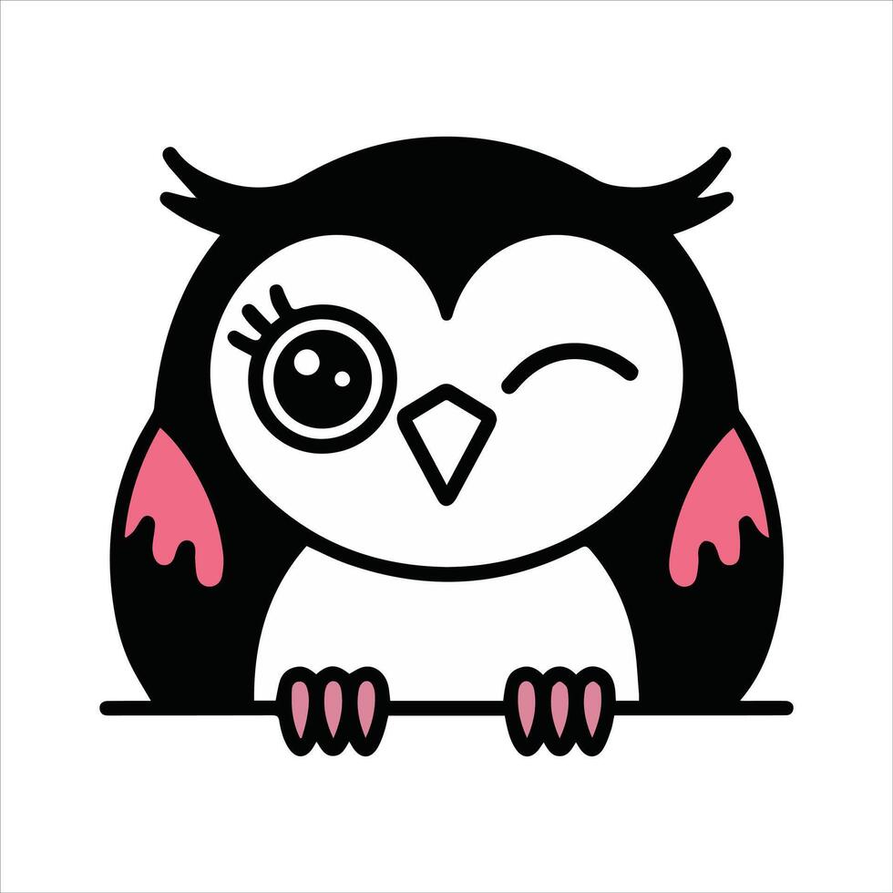 Funny owl on branch cartoon many color for spring and sweet owls a illustration vector
