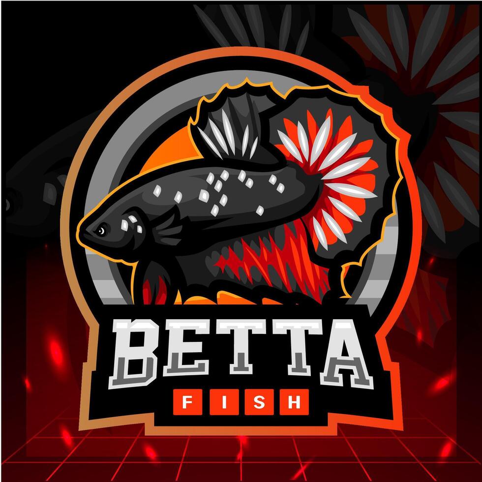 Betta fish mascot esport logo design vector