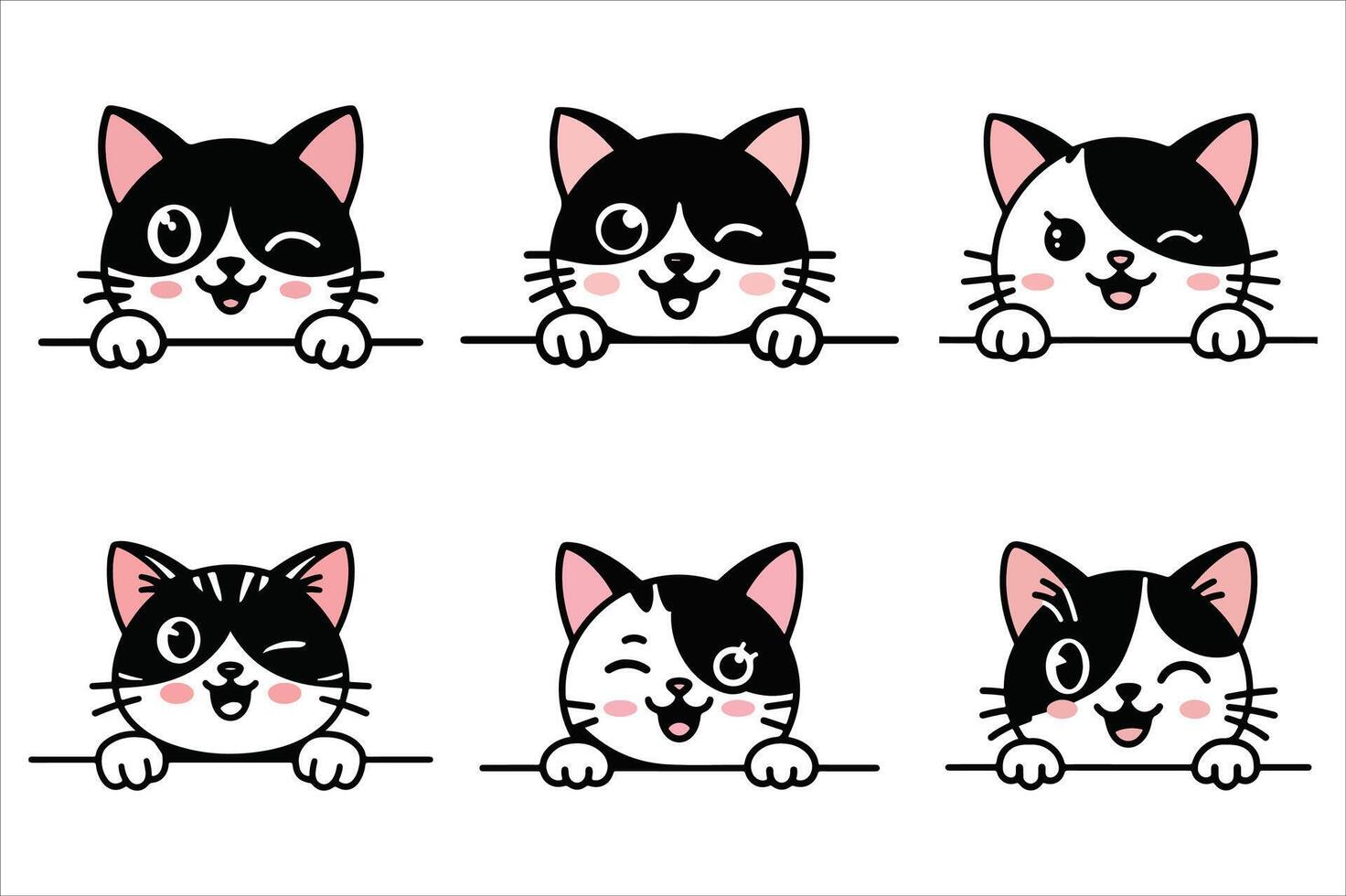 A set of cat Adorable cartoon kitten character illustration vector
