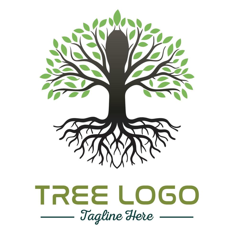 green tree icon illustration on white background. vector