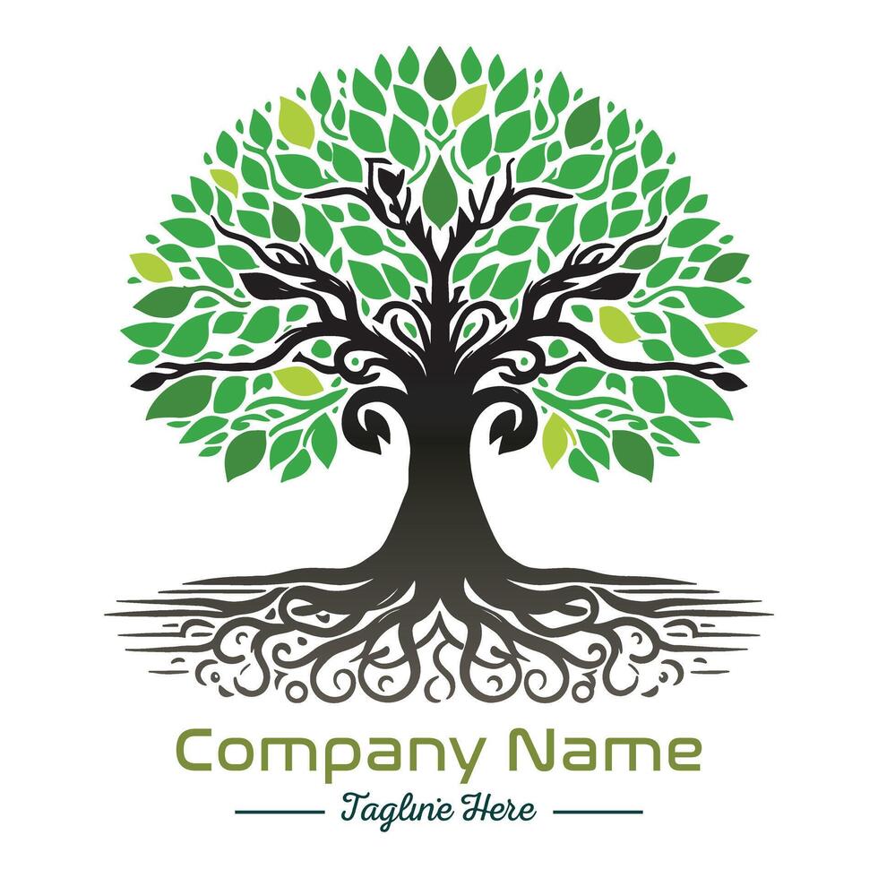 Ecology green tree logo icon silhouette design. vector