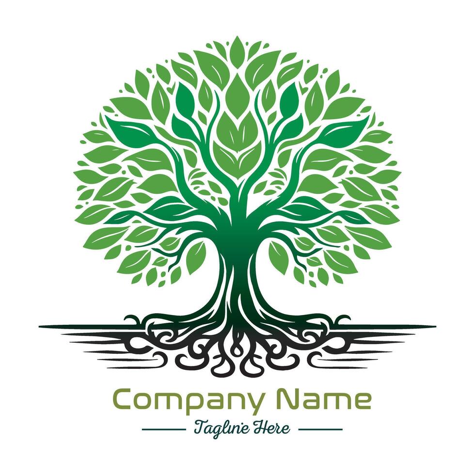 Tree logo of green ecology nature illustration. vector