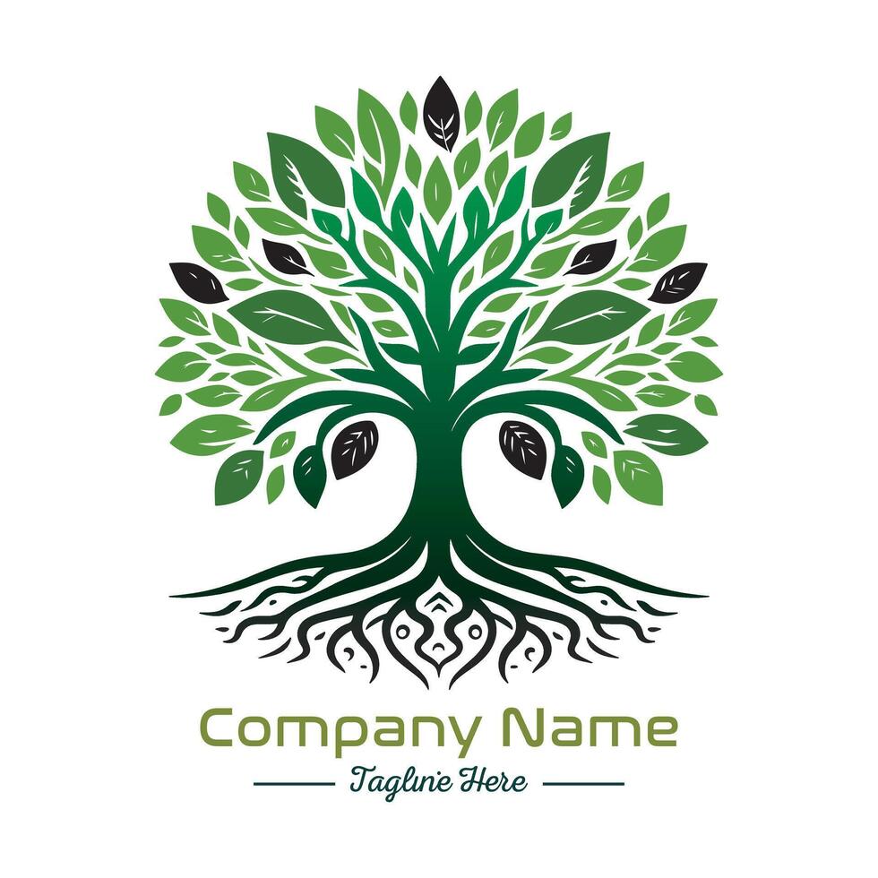 green tree roots icon on white background. vector