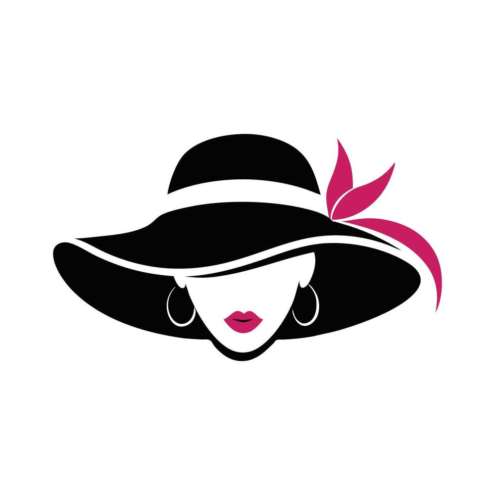 a woman in a hat with a pink flower vector