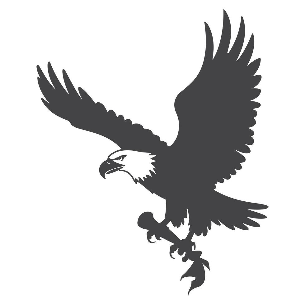 A striking eagle silhouette in flight, capturing the spirit of the United States with its powerful and timeless presence. vector