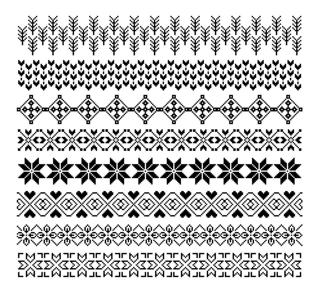 Geometrical abstract borders set art ornament on white background vector