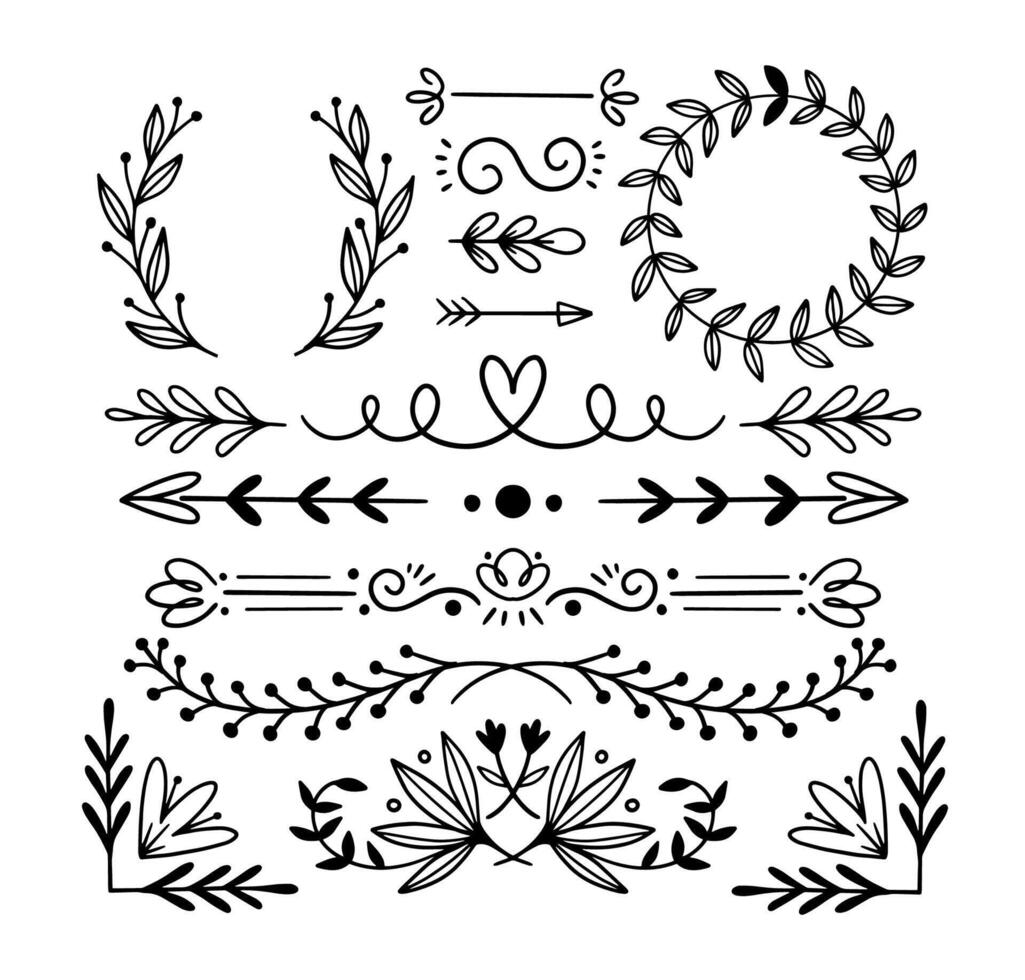 Hand drawn ornamental element collection vector