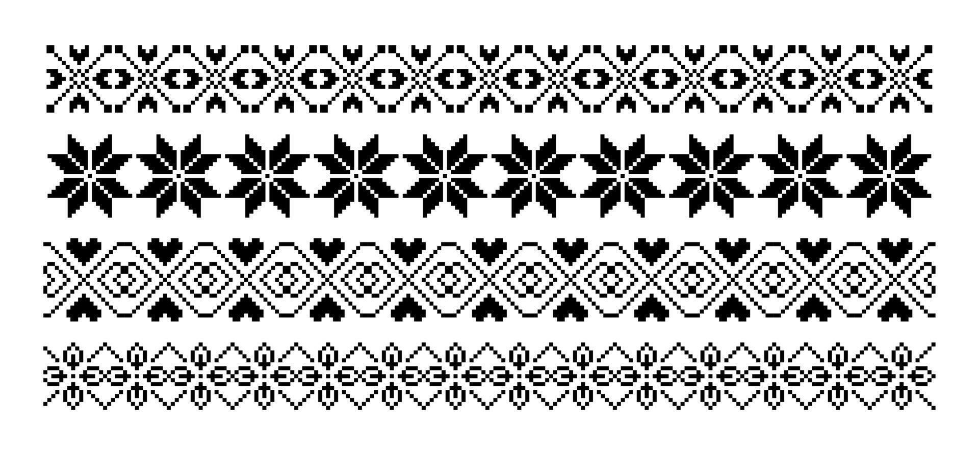 Geometrical abstract borders set on black colour vector