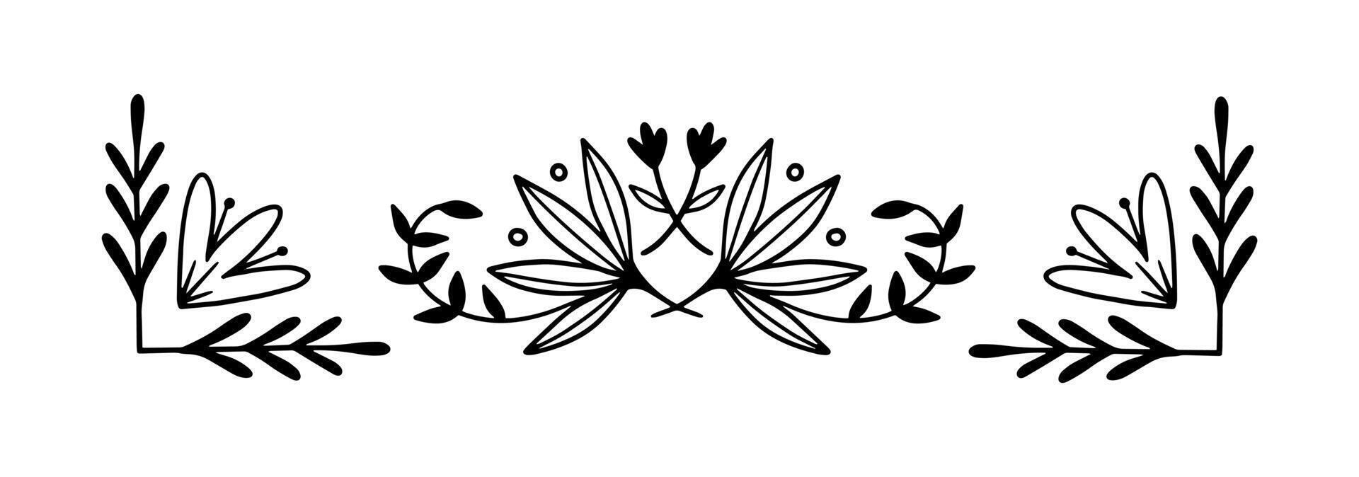 Hand drawn ornamental element collection on black colour vector