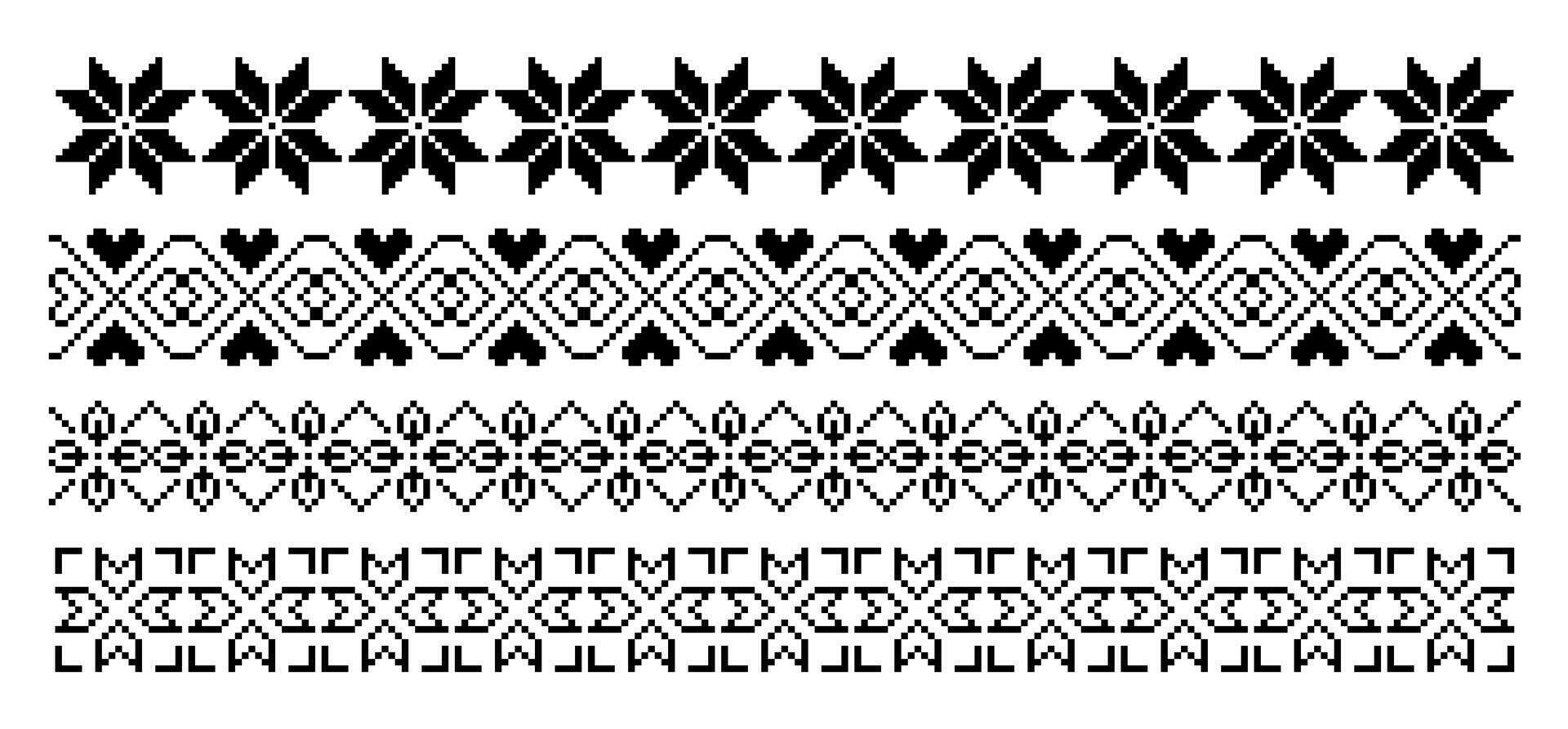 Geometrical abstract borders set on black and white colour vector