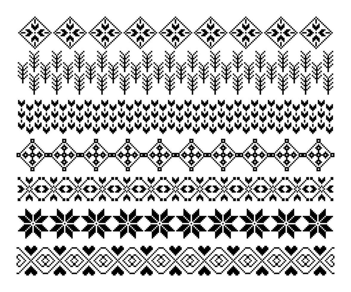Geometrical abstract borders set art ornament on black and white colour vector