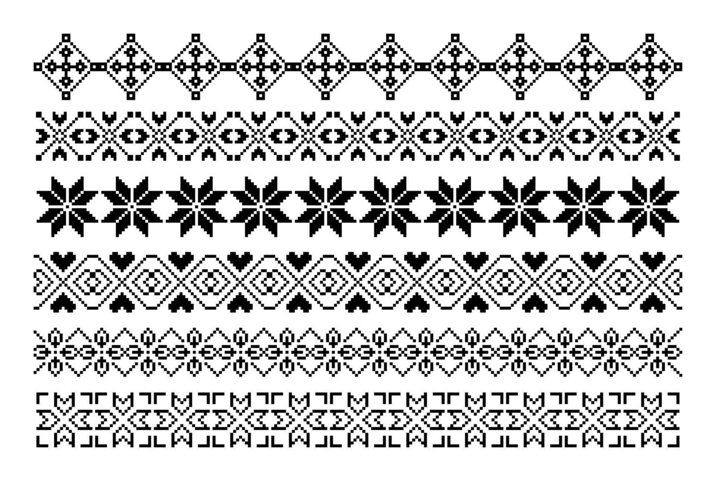 Geometrical abstract borders set art ornament on black colour vector