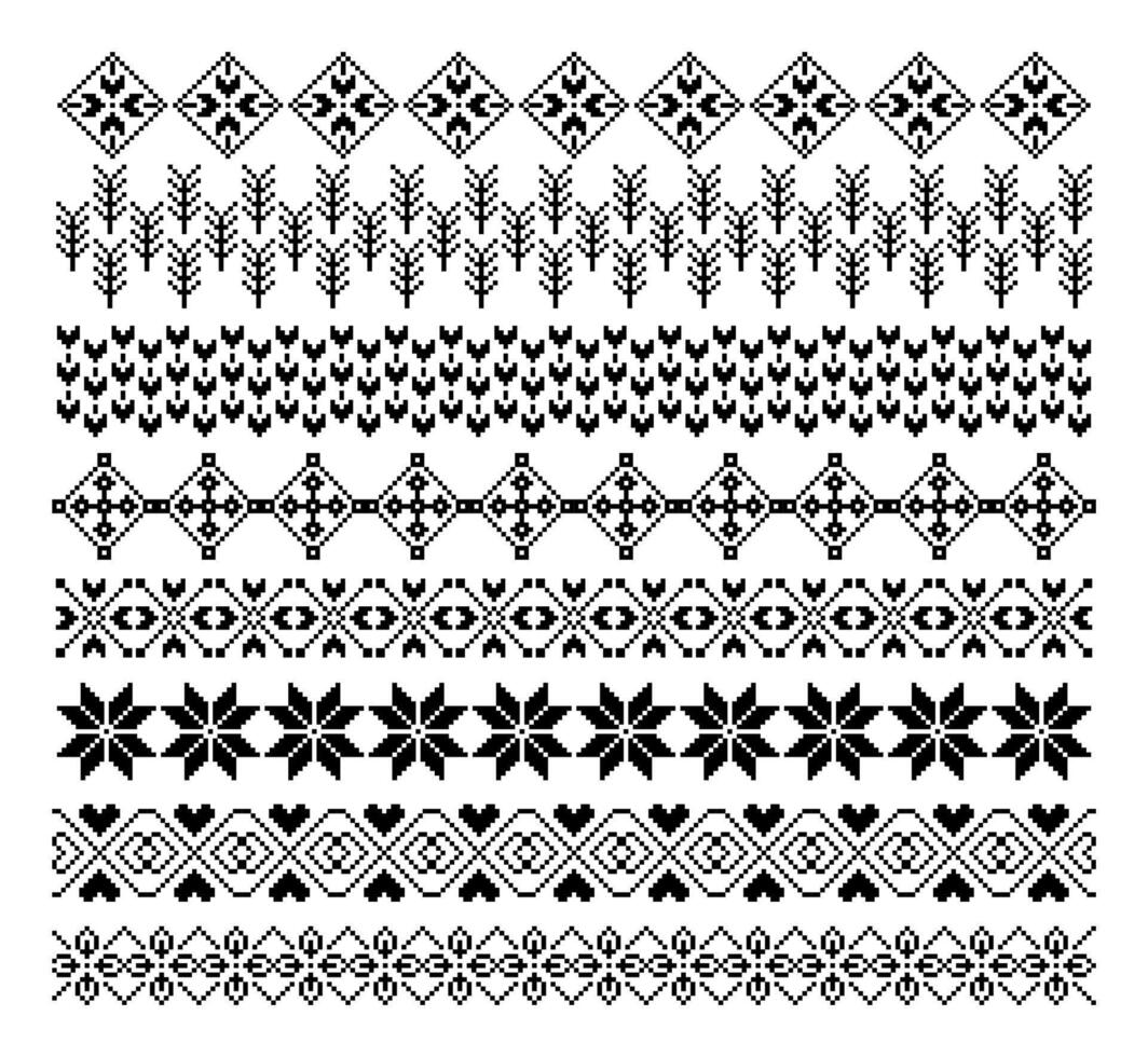 Geometrical abstract borders set art on black colour vector