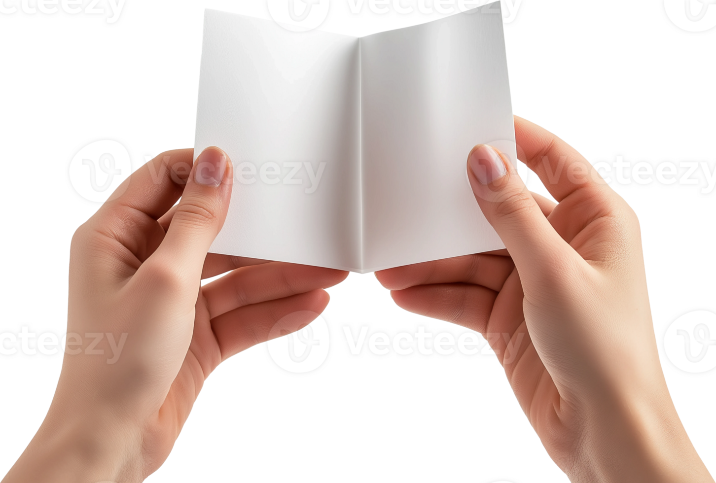 Two hands holding a blank white sheet of paper png
