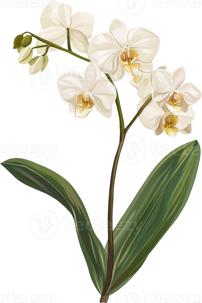 An illustration of a white orchid png