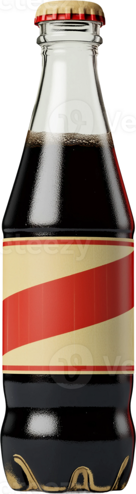 A bottle of cola with a red and white stripe png