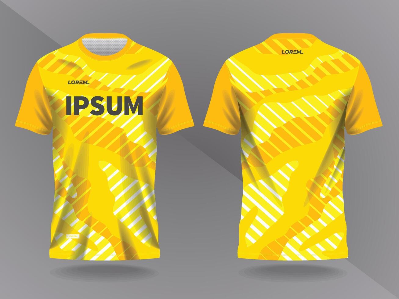 camo yellow abstract background and pattern for sport jersey design and mockup. front and back view template vector