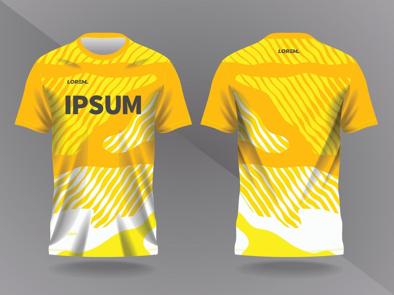 wavy yellow abstract background and pattern for sport jersey design and mockup. front and back view template vector