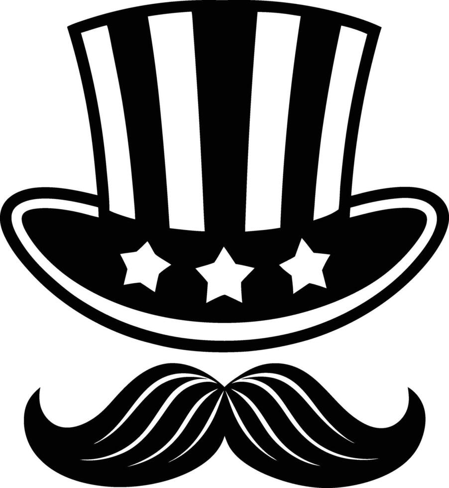 Retro Uncle with Hat and Mustache Silhouette Design vector