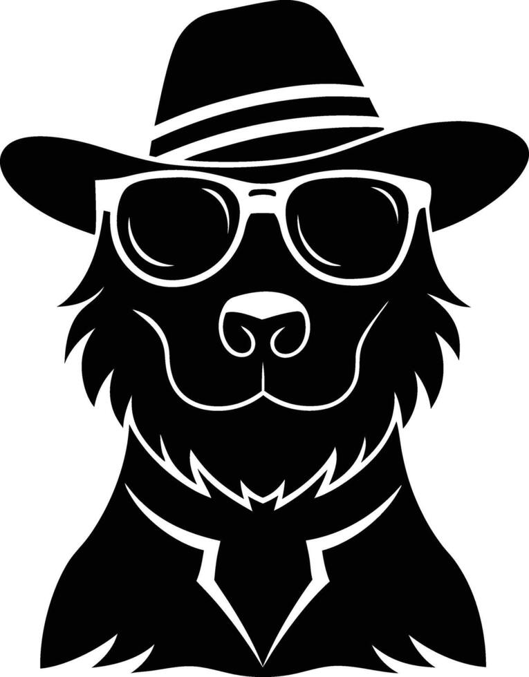 Trendsetting Dog Silhouette Sporting Sunglasses and Hat vector