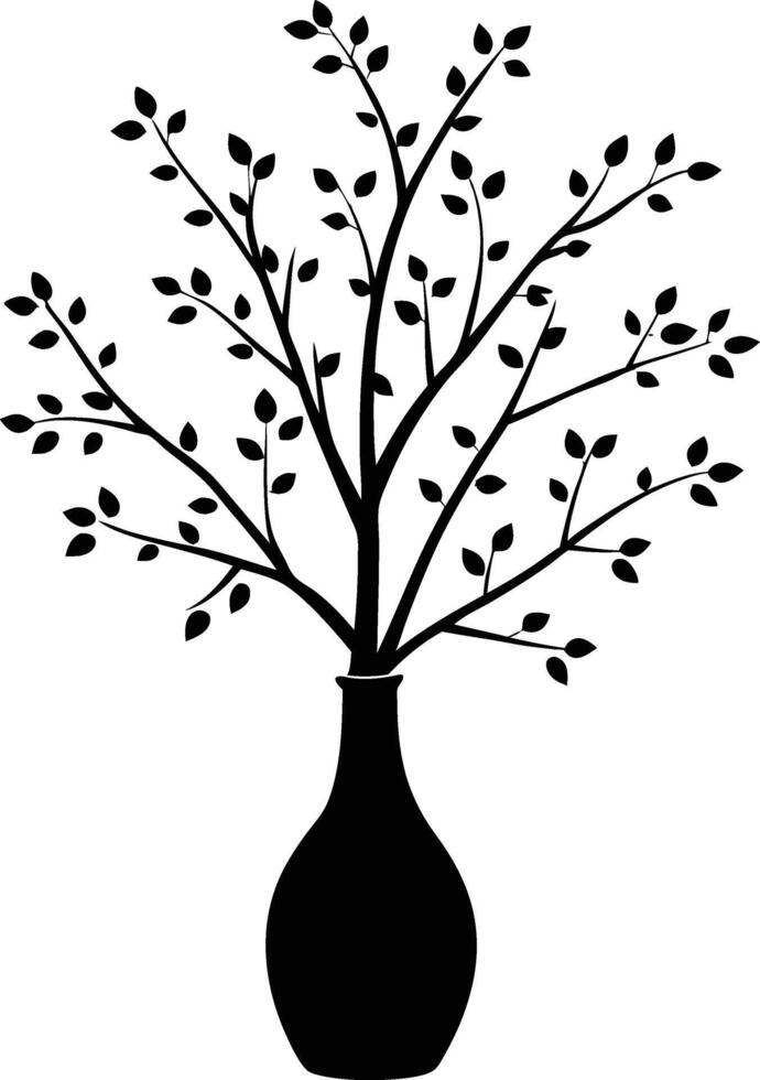Bare Tree in a Vase Silhouette Illustration vector
