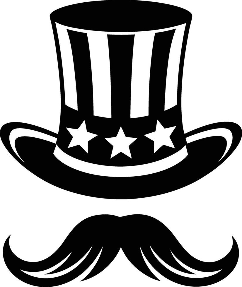 Stylish Uncle Silhouette with Mustache and Hat vector