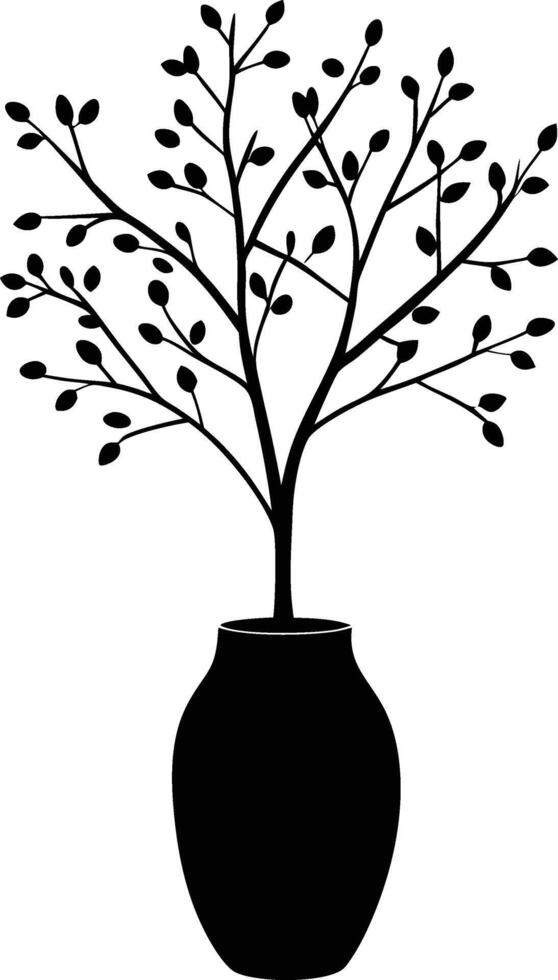 Decorative Leafless Tree in a Vase vector