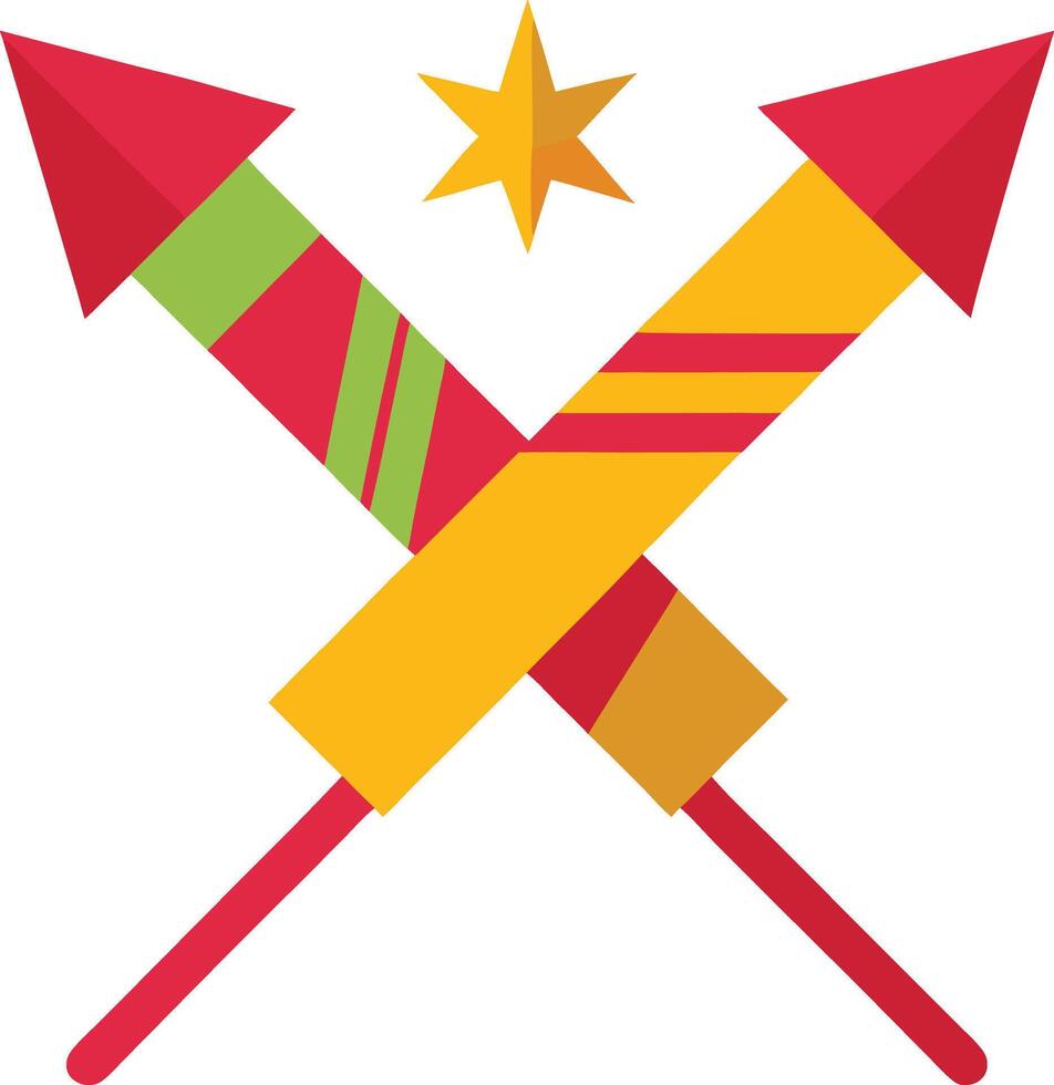 Two Firework Rockets Crossed Graphic vector