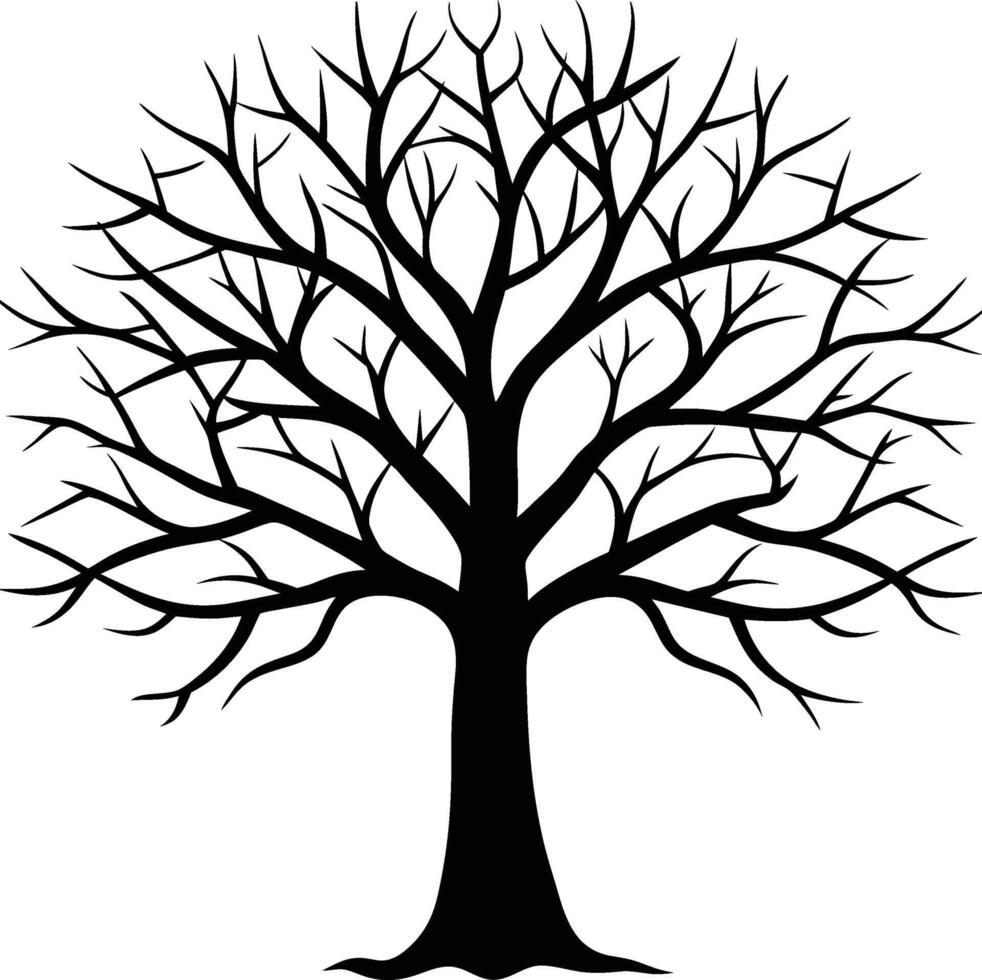 Minimalist Leafless Tree Silhouette Nature Illustration vector