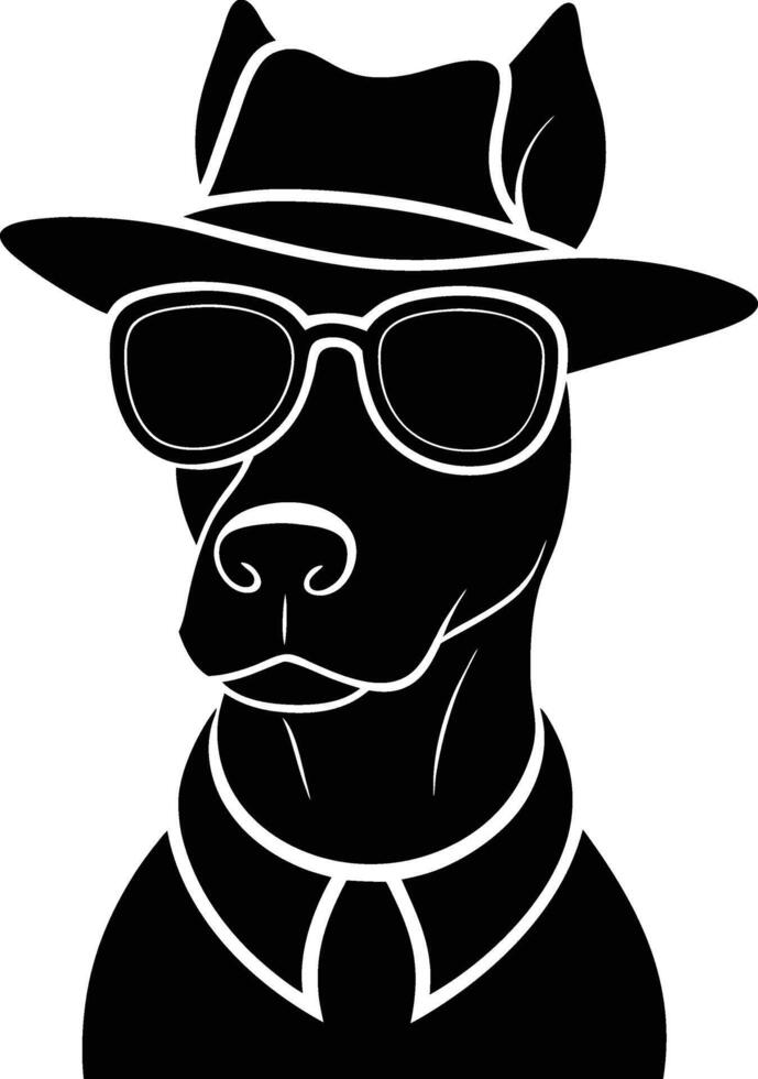 Dog in Sunglasses and Hat Silhouette for Summer Vibes vector