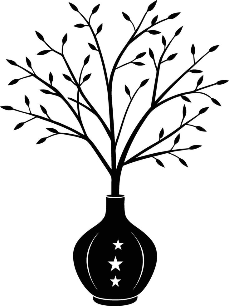 Simple Leafless Tree in a Pot Silhouette vector