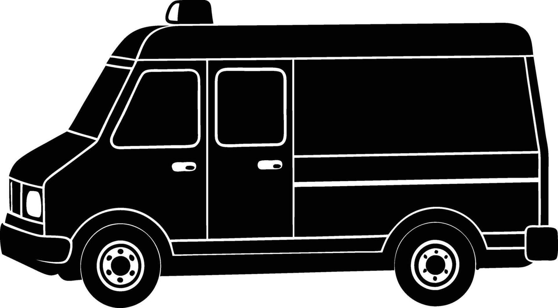 Emergency Response Ambulance Silhouette Illustration in Black and White vector