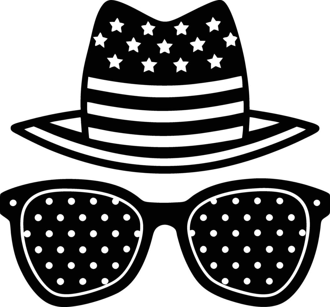 Patriotic Accessories USA Flag Sunglasses and Hats Silhouette vector