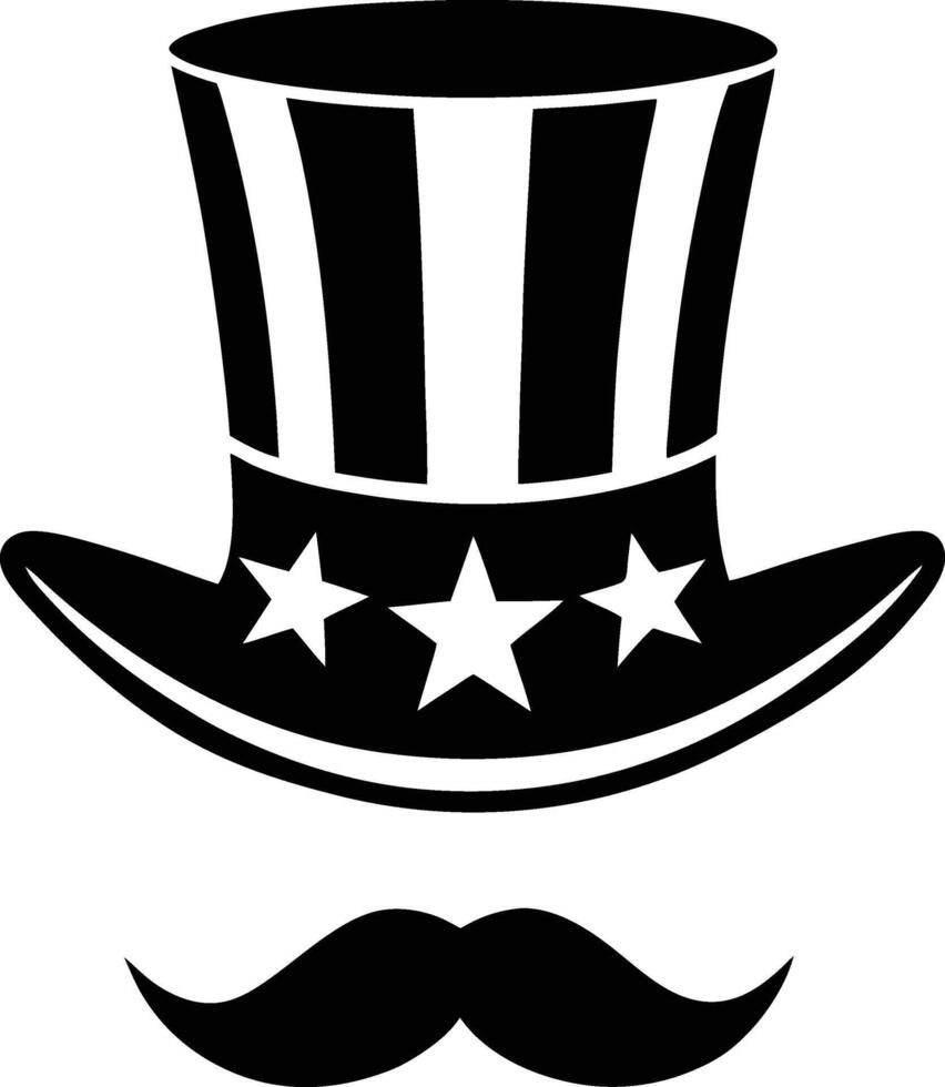Classic Uncle Silhouette Hat and Mustache Art vector