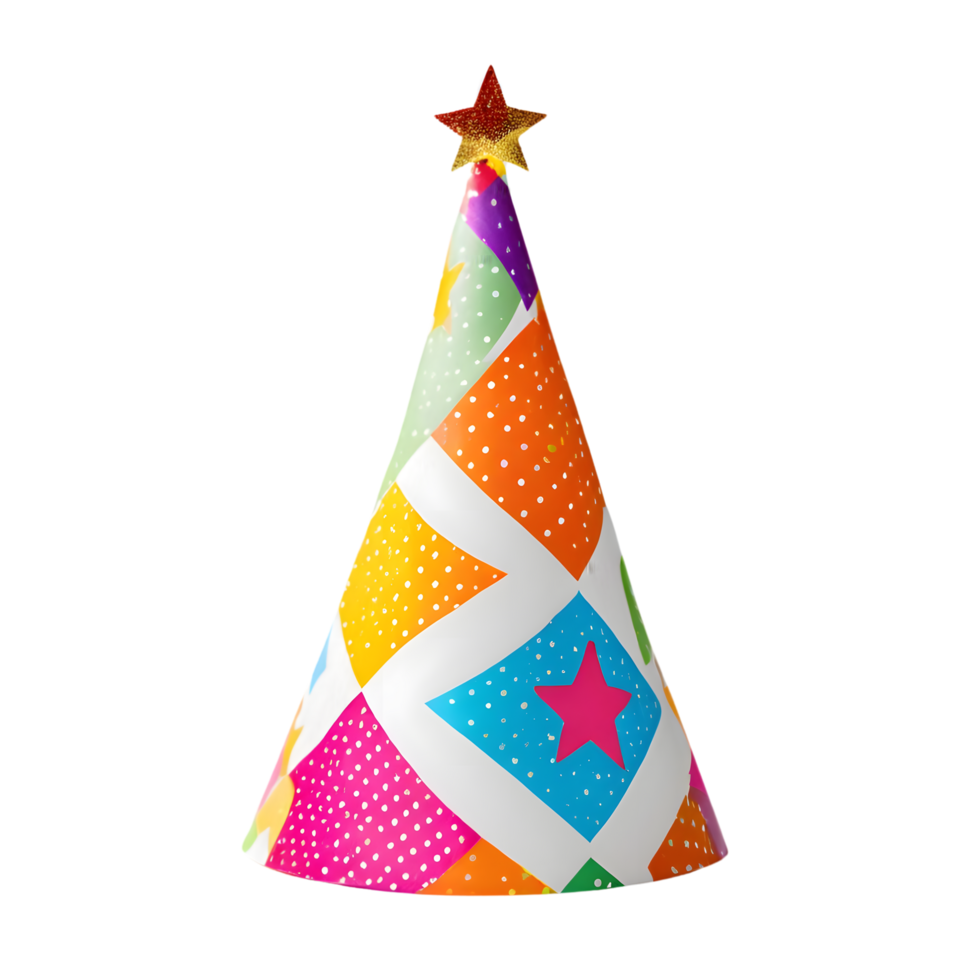 a colorful party hat on a transparent background png