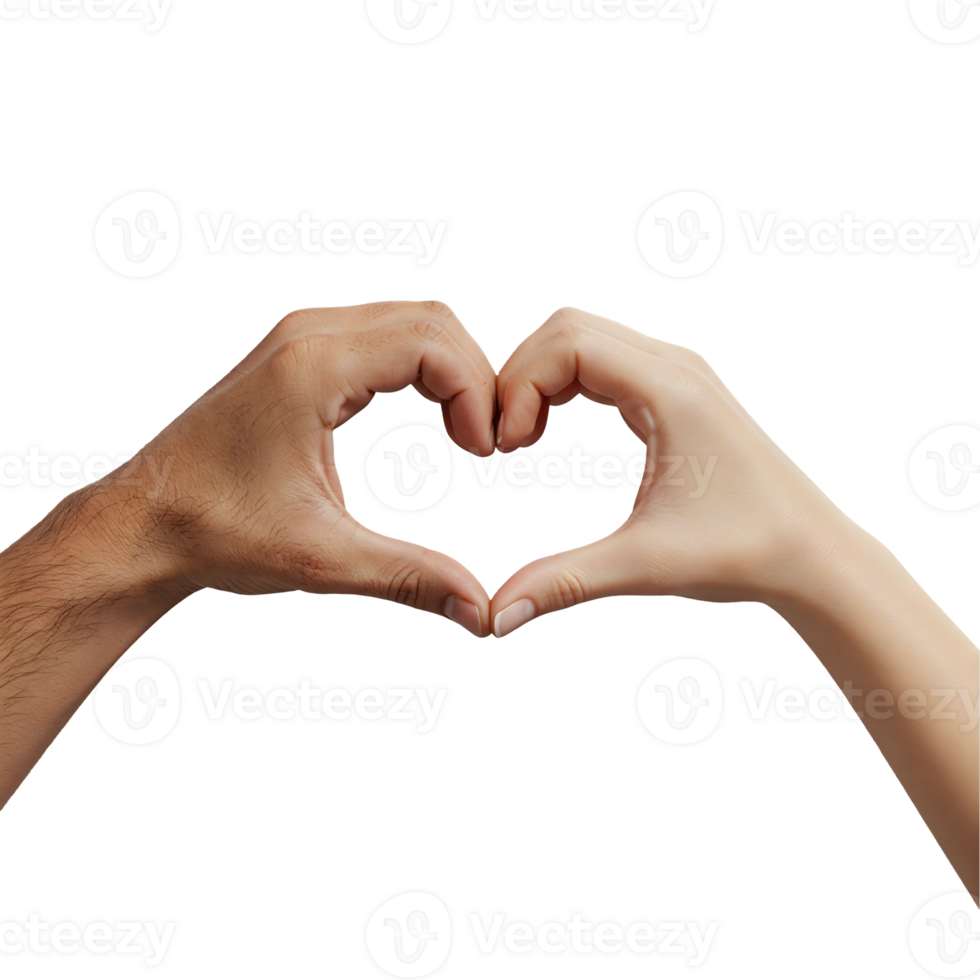 hands making heart shape on transparent background png