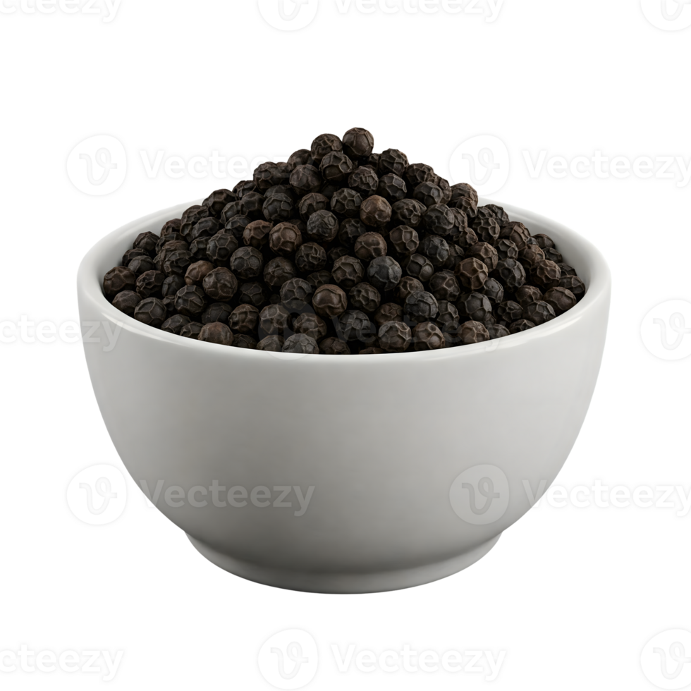 a bowl of black pepper on a transparent background png