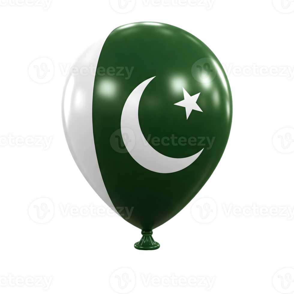 pakistani flag balloon isolated on transparent background png