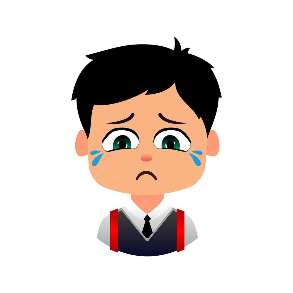 Emoji Boys School, Sad student disappointed with test results vector